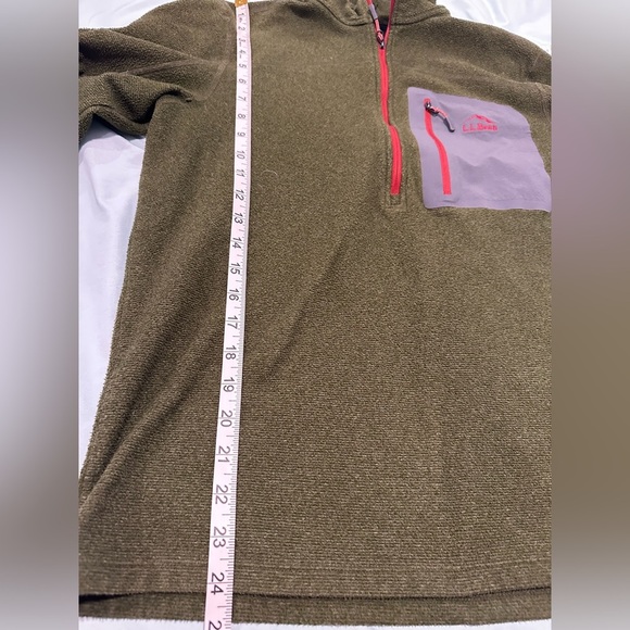 LL Bean Quarter Zip Fleece Jacket Mens M Reg- Green Lightweight Hiking Outdoors. - Picture 4 of 10